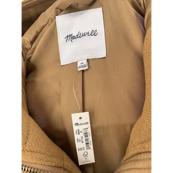 Madewell Lynnford Coat Hooded Wool Blend Winter Classic Trench Camel Plus 3X - Picture 10 of 16
